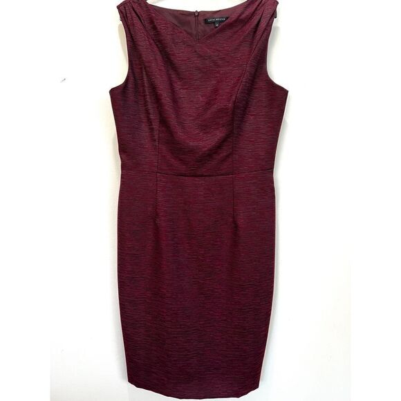 David Meister Burgundy Fitted Dress 10 - Picture 1 of 5